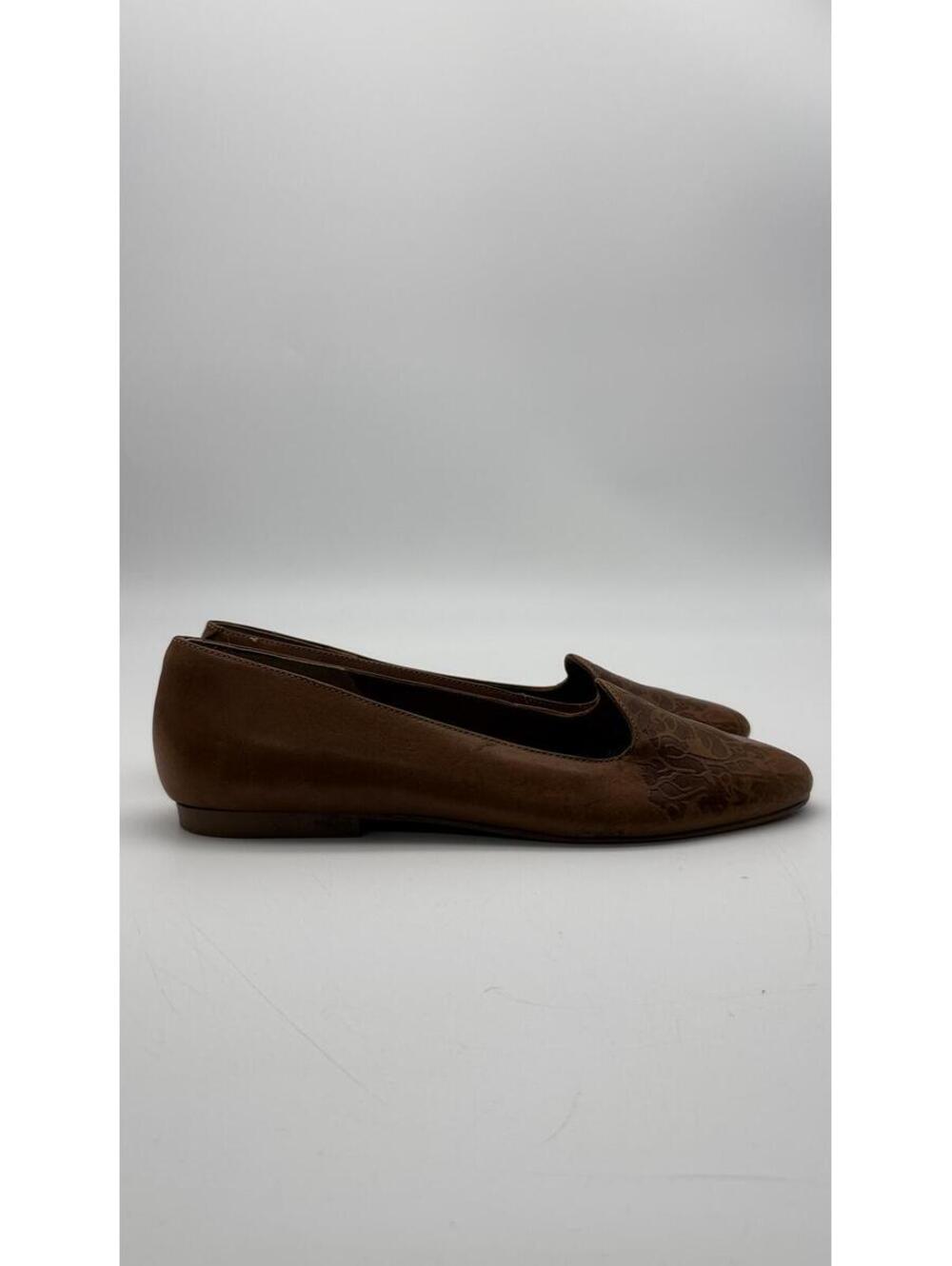 Diesse Womens Brown Embossed Floral Leather Pointed Toe Loafer Flats Size 6